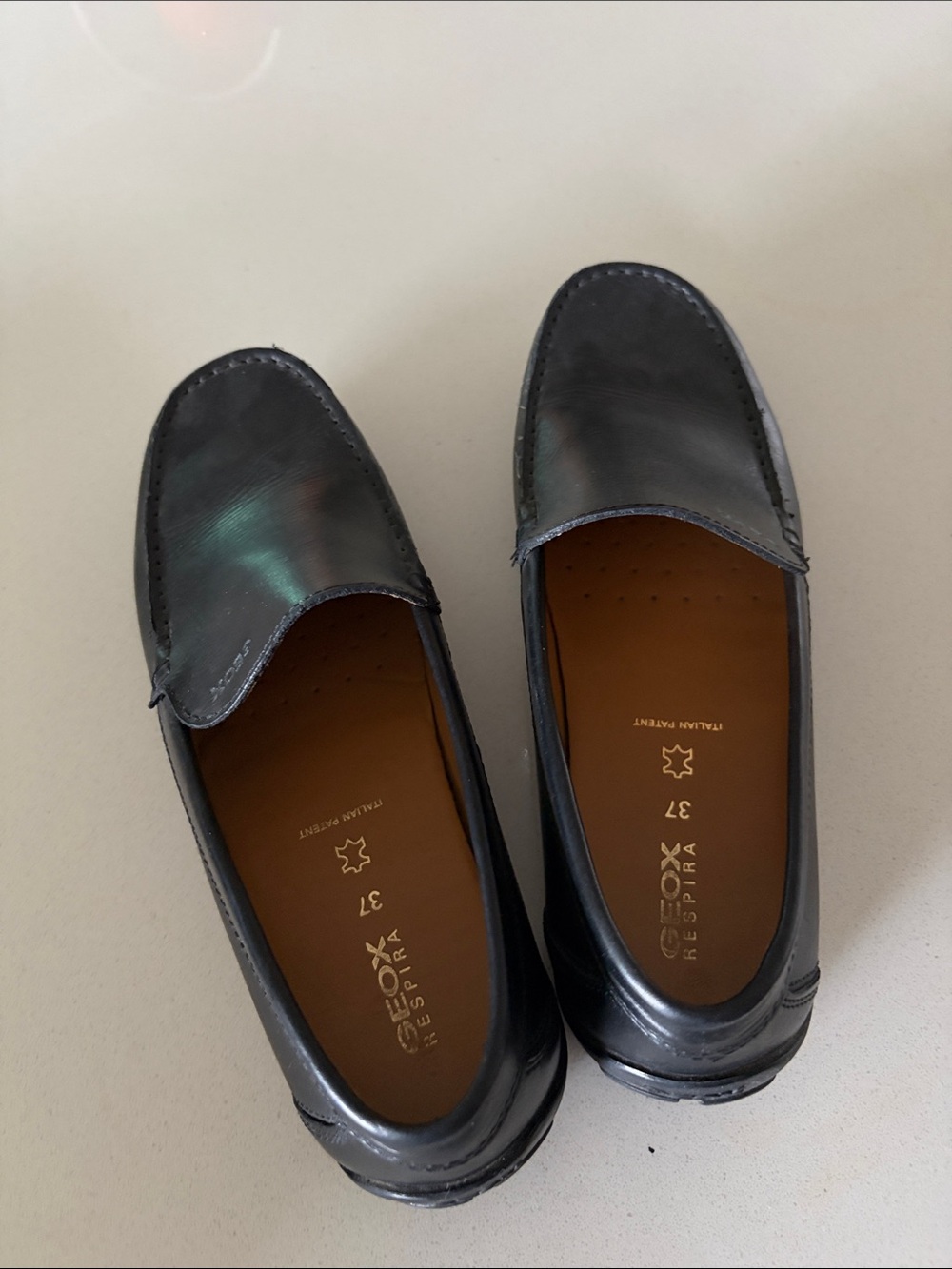 Geox Black Leather Slip-On Loafers for Men — Smooth Finish